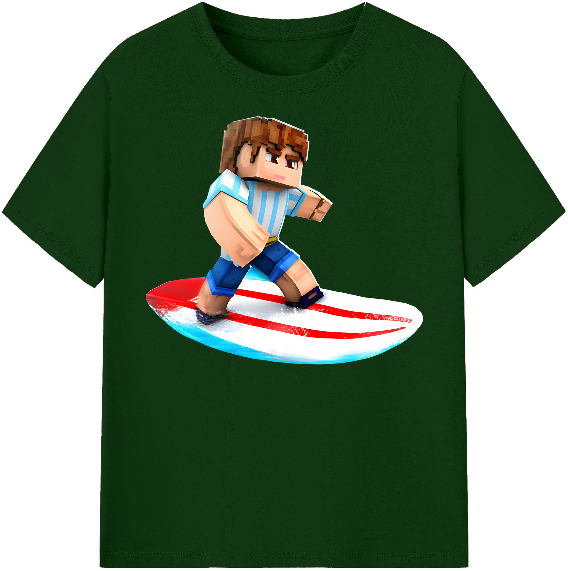 （画像用） マインクラフト ブロックの世界 Minecraft MC Block world 綿100％半袖Tシャツ（フロントプリント）